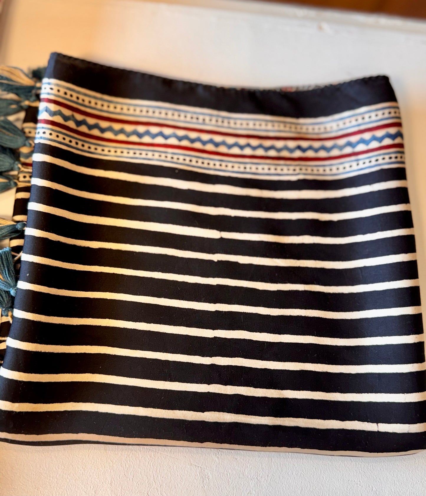 Black Ajrakh Modal Silk Stole – Hand Block with Natural Dyes-LAKEER