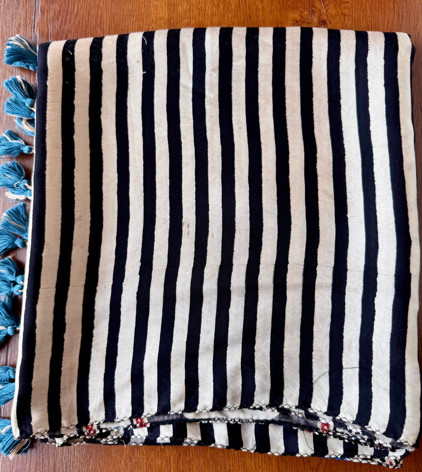 Cream Ajrakh Modal Silk Stole – Hand Block with Natural Dyes-LAKEER