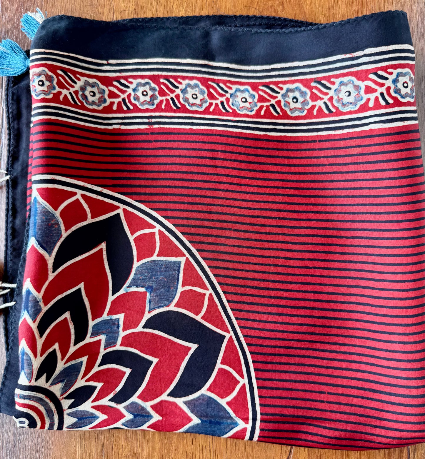 Maroon Black Ajrakh Modal Silk Stole – Hand Block with Natural Dyes-CHKR