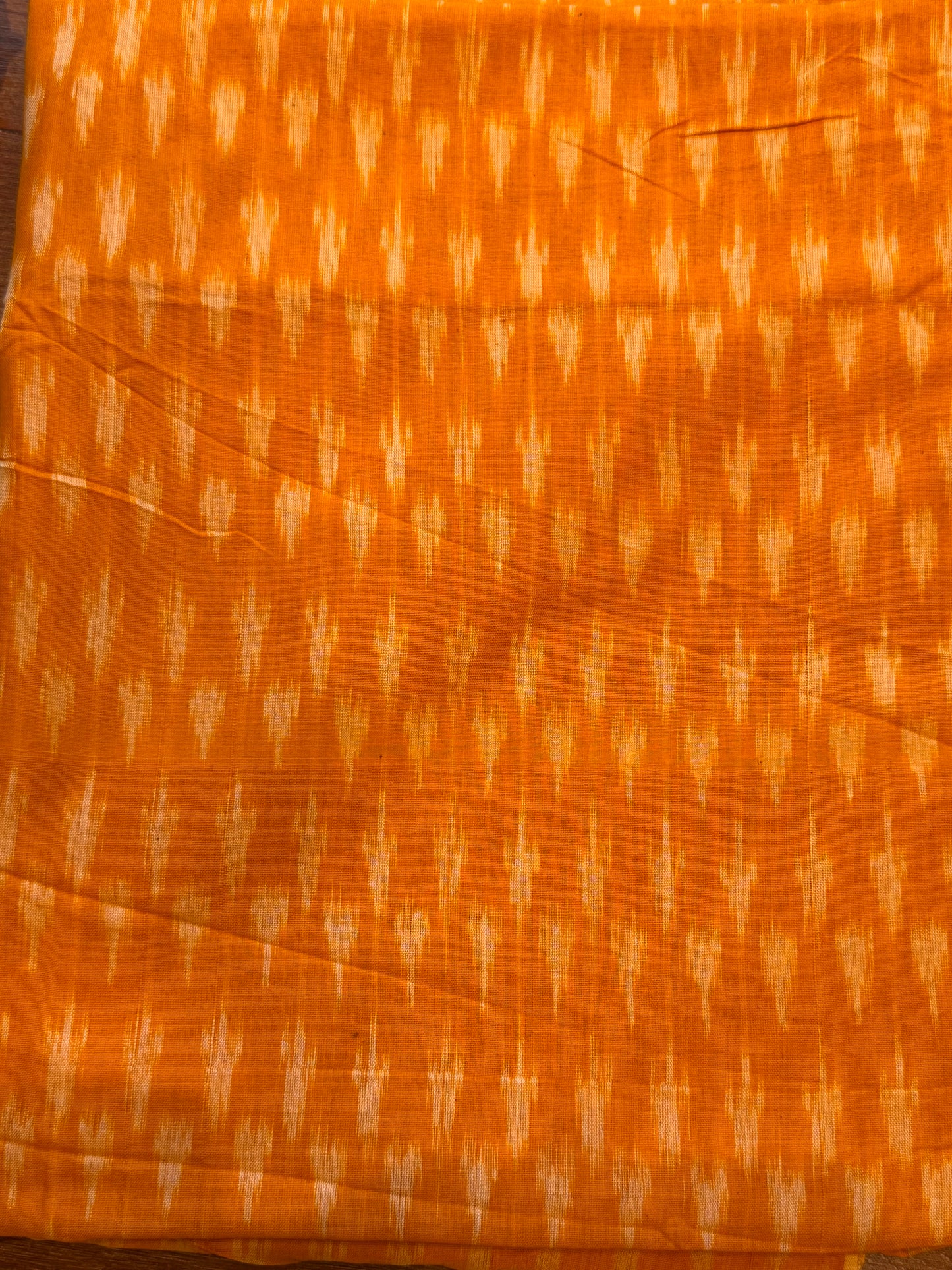 Ikat Mercerized cotton print yellow hand block cotton 2.5 Mtr