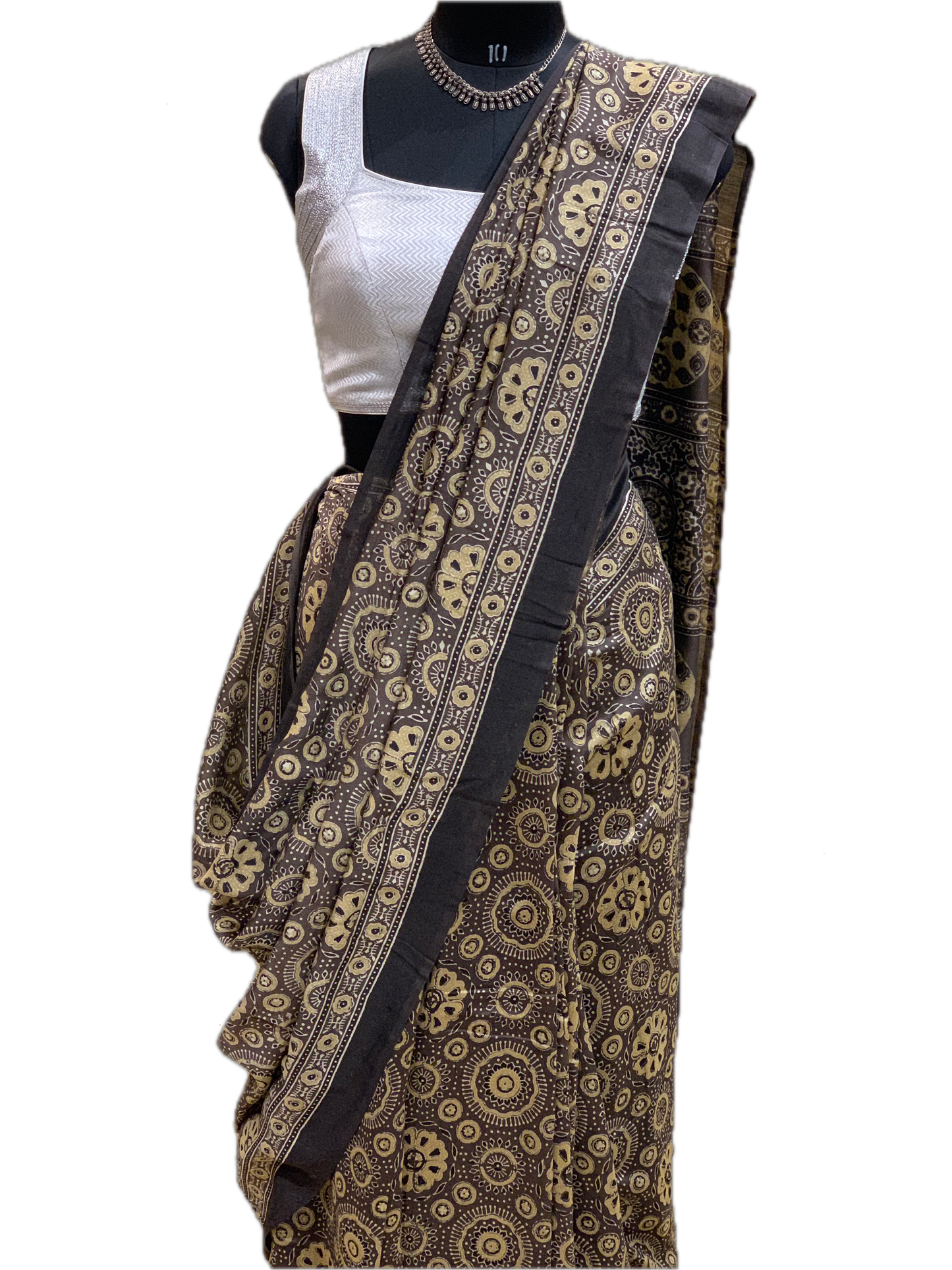 Ajrakh Chanderi Handblock Saree