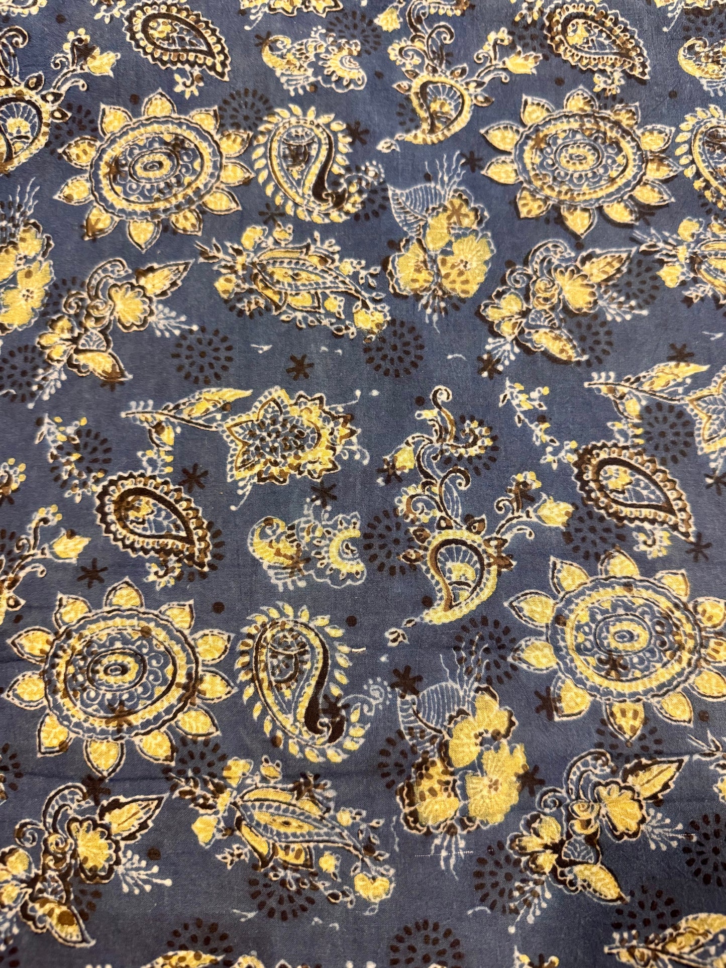 Indigo- Double Ajrakh hand block cotton-CHAKR 2.5 Mtr