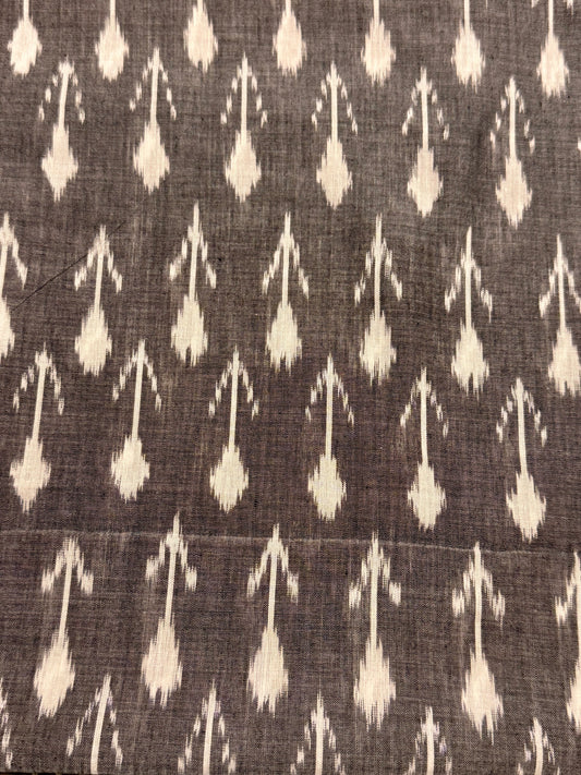 Grey and White Ikat Mercerized cotton-handwoven-2.5 Mtr