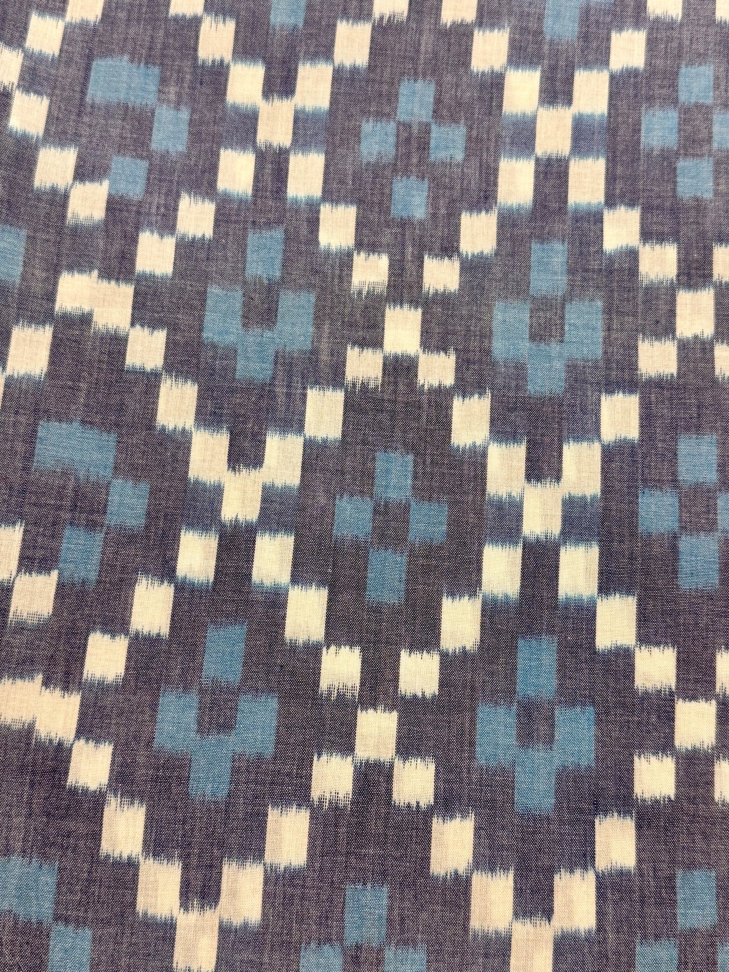Blue and White Ikat Mercerized cotton-handwoven-2.5 Mtr