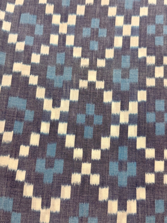 Blue and White Ikat Mercerized cotton-handwoven-2.5 Mtr