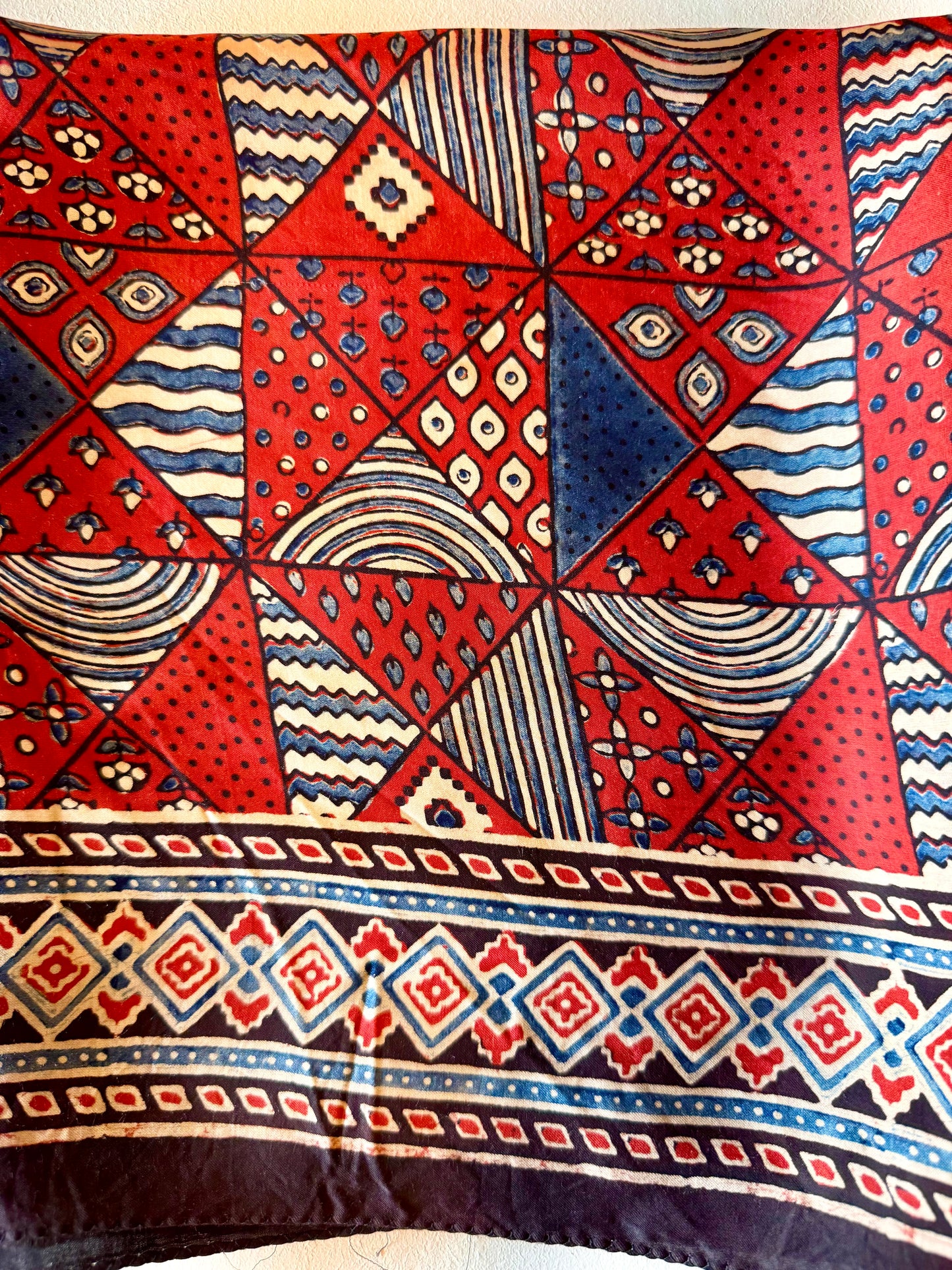 Red  Ajrakh Modal Silk Stole – Hand Block with Natural Dyes-TIKON