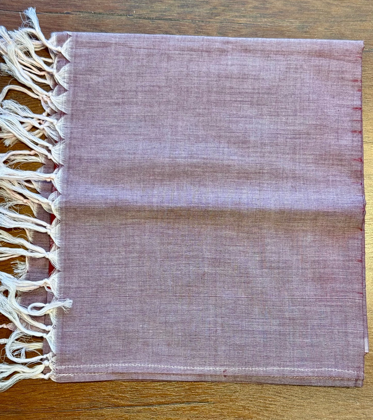 PURPLE Border Ikat Cotton Handwoven Stole with tassles-PURPLE