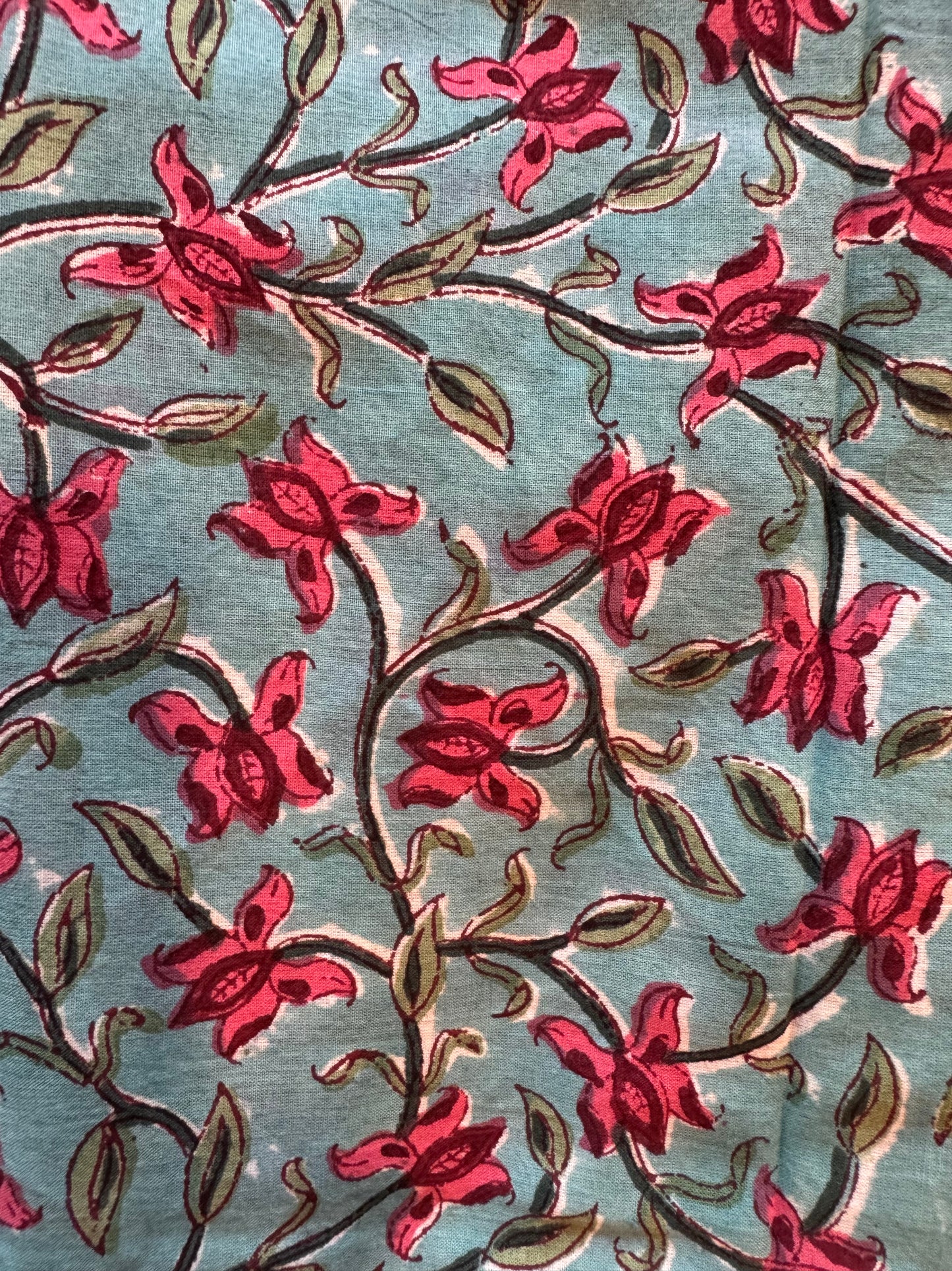 Sanganer print blue hand block cotton 2.5 Mtr
