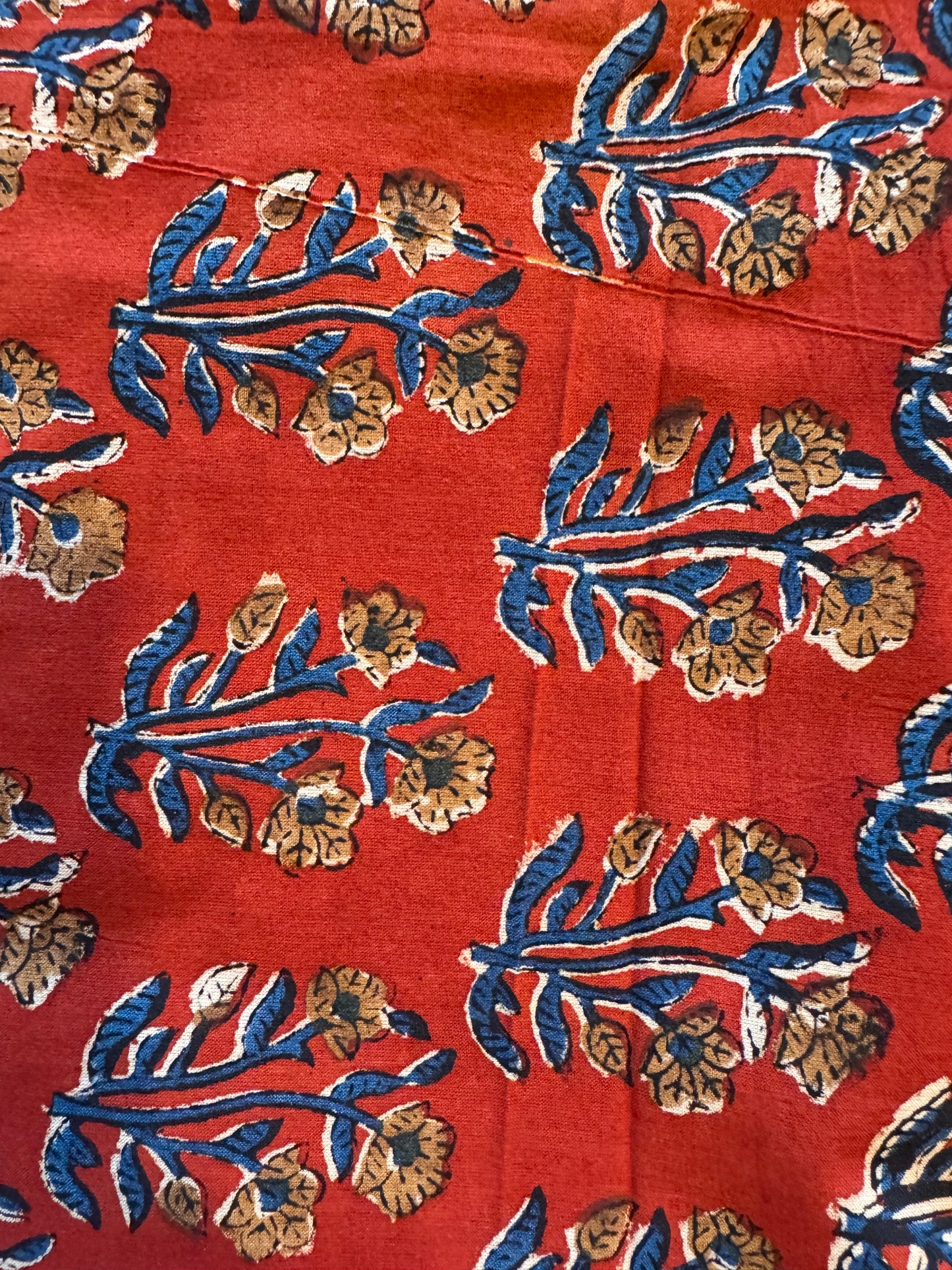 Red bagru print hand block cotton 2.5 Mtr