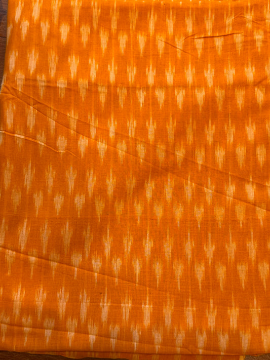 Ikat Mercerized cotton print yellow hand block cotton 2.5 Mtr