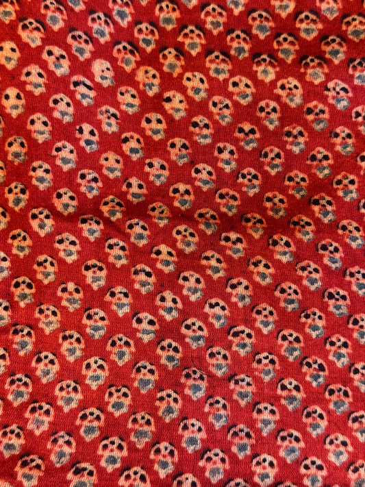 Ajrakh handblock pure Gajji silk with vegetable dye-2.5 meter