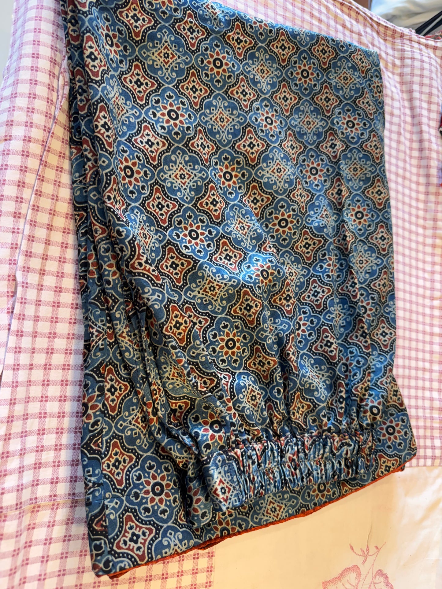 Mashru silk kurta set with ajrakh dupatta