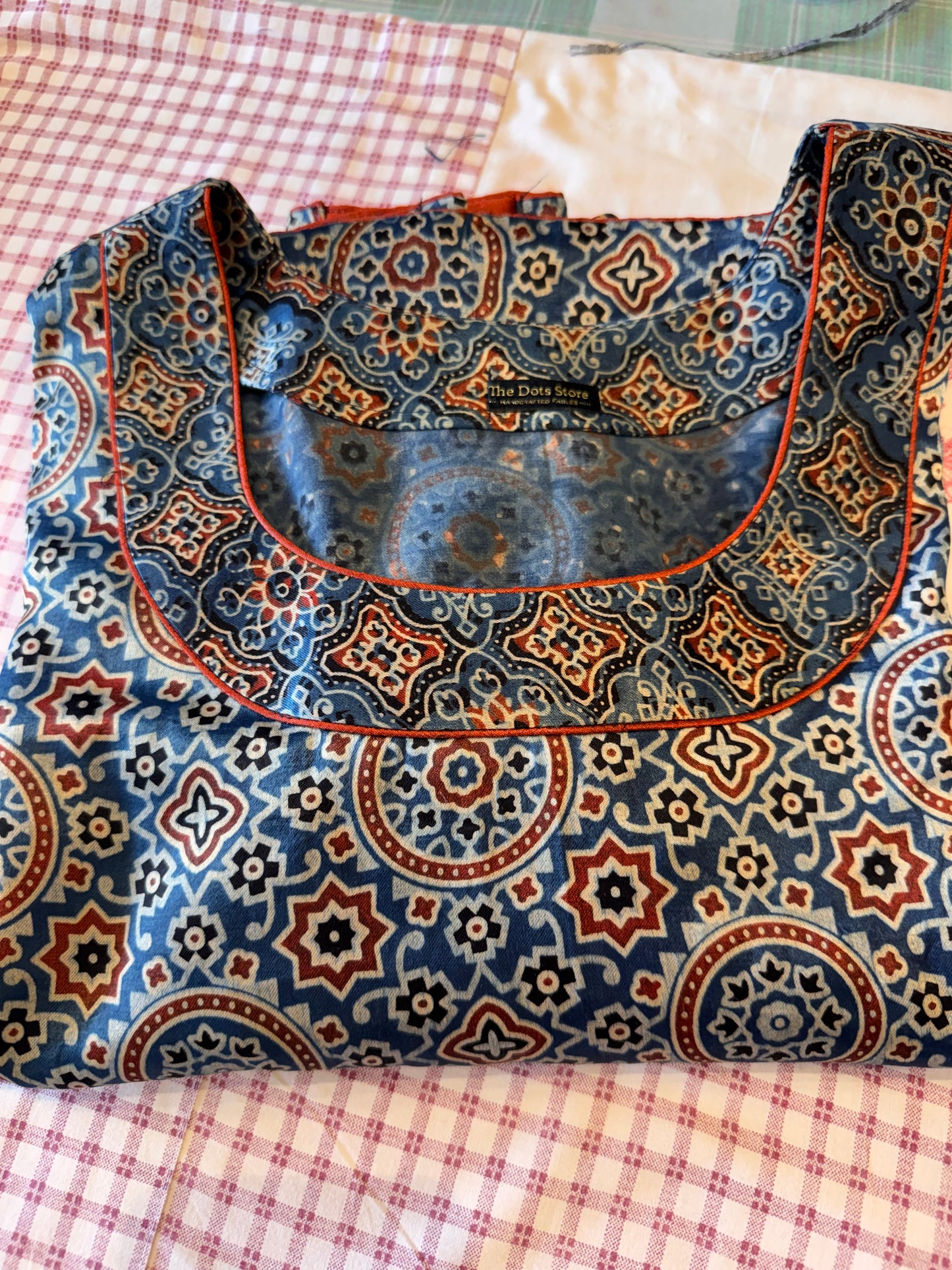 Mashru silk kurta set with ajrakh dupatta