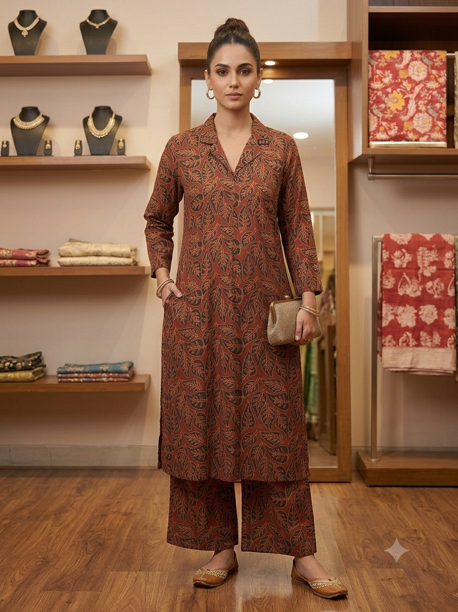 Modal hand painted short kurta and palazzo set