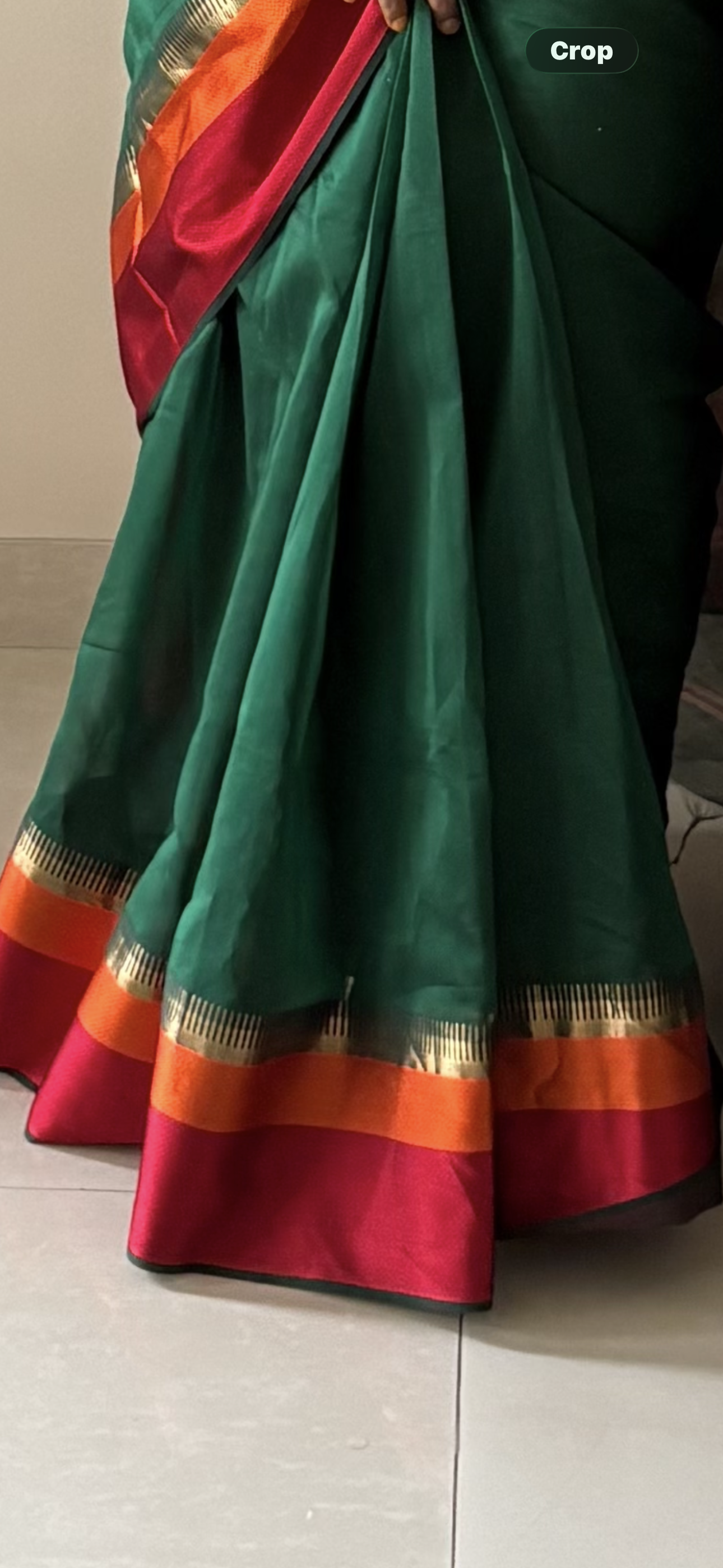 Deep Green Maheshwari Silk Saree-Ganga Jamuna