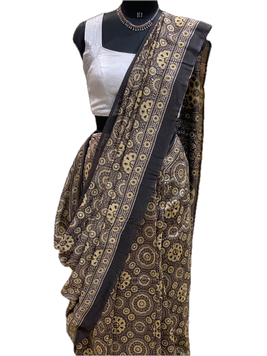 Ajrakh Chanderi Handblock Saree